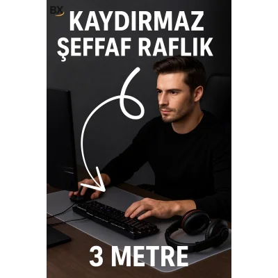  Şeffaf Kaydırmaz Raflık 45x300 Cm Dolap İçi, Çekmece ve Buzdolabı İçin Koruyucu EVA Pvc Örtü