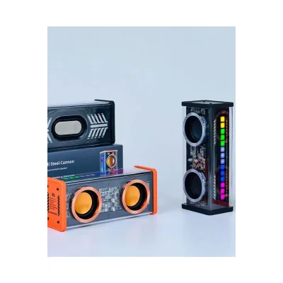 BUĞZ Şeffaf Mecha Müzik Tws Stereo Rgb İşıklı Hoparlör Kablosuz Bluetooth 5.0 Taşınabilir Hoparlör V9