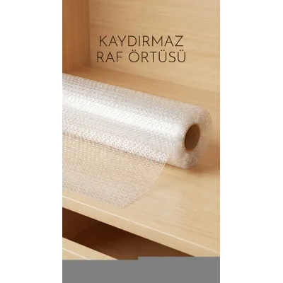 BUĞZ Şeffaf PVC Kaydırmaz Raflık Dolap İçi Çekmece Örtüsü 45x300 cm Koruyucu