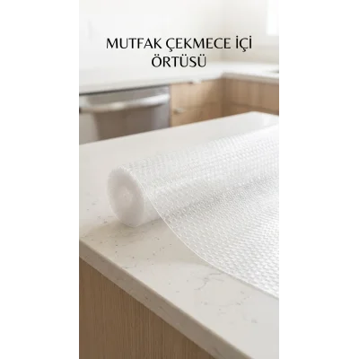 BUĞZ Şeffaf Pvc Raf Kaydırmaz Dolap İçi Çekmece Örtüsü 45x300 cm Koruyucu