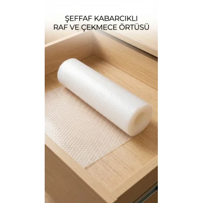 BUĞZ Şeffaf Pvc Raf ve Dolap İçi Kaydırmaz Koruyucu Örtü 45x300 cm