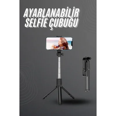 BUĞZ Selfie Çubuğu Tripod Bluetooth Kumandalı Selfie Çubuğu Telefon Tutucu
