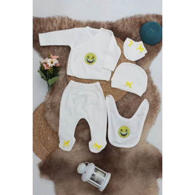 BUĞZ Sema Baby 5 Parça Gülen Surat Hastane Çıkışı Zıbın Seti 0-3 Ay