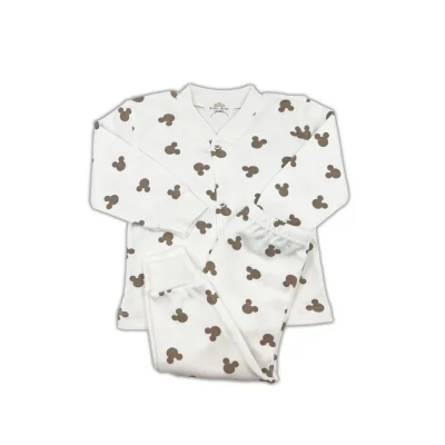 BUĞZ Sema Baby Mickey Mouse Bebek Pijama Takımı – Ekru 0-3 Ay