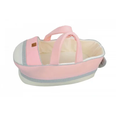 BUĞZ Sema Baby Portbebe Yenidoğan Bebek Yatağı - Ekru/Pembe