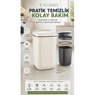 BUĞZ Sensörlü Çalışan Hareketle Aktivite Olan Çöp Kutusu Anti-bakteri