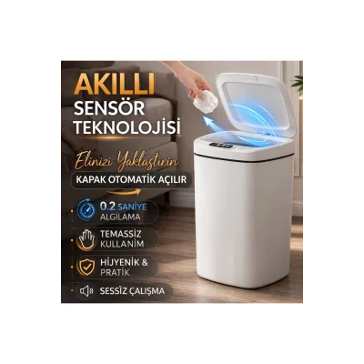 BUĞZ Sensörlü Çöp Kovası Otomatik Kapak Temassız