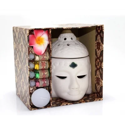 BUĞZ Seramik Buda Büstü Buhurdanlık Seti No:03