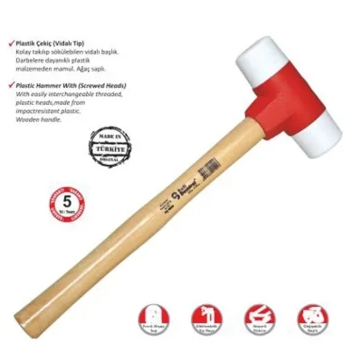 BUĞZ Sert Plastik Çekiç No:30 - Ahşap Saplı