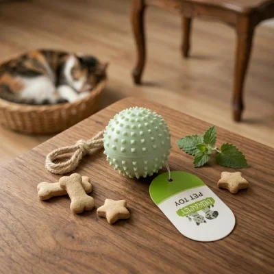 BUĞZ Sesli Dikenli Evcil Hayvan Oyuncak Topu