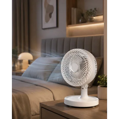BUĞZ Sessiz Çalışan Mini Masaüstü Fan 2 Kademeli Otomatik Salınımlı