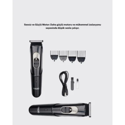 BUĞZ Sessiz Motorlu, Kablosuz Kullanımlı Şarjlı Saç ve Sakal Kesme Makinesi – Taraklı Set - Lisinya
