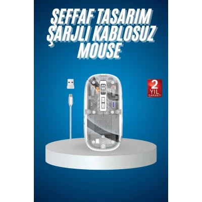  Sessiz Tıklama Çift Modlu Bluetooth Ve Alıcı Şeffaf Mouse Fare