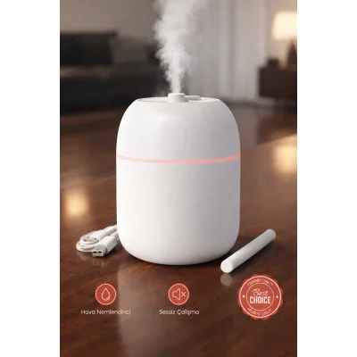 BUĞZ Sessiz Ultrasonik Hava Nemlendirici 220ml Buhar Makinesi Gece Lambalı USB Ofis Ev Tipi