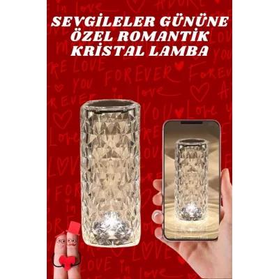 BUĞZ Sevgililer Günü İçin Hediye Kristal Lamba Sevgiliye Hediye USB Şarjlı Gece Lambası - Lisinya