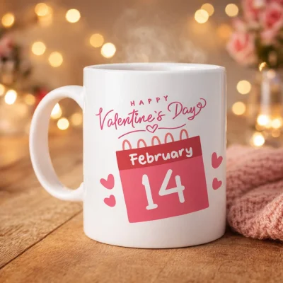 BUĞZ Sevgililer Günü Özel Porselen Kupa – Model 5 - 14 Şubat Temalı Aşk Kupası - Hediye Fikri