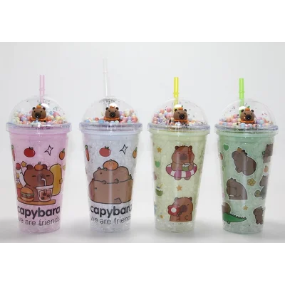 BUĞZ Sevimli Kapibara Pipetli Boncuklu Termos & Suluk