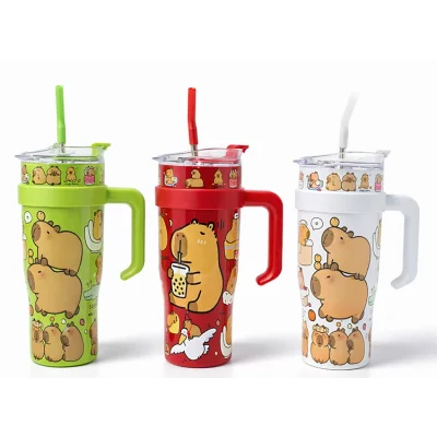 BUĞZ Sevimli Kapibara Pipetli Termos Suluk