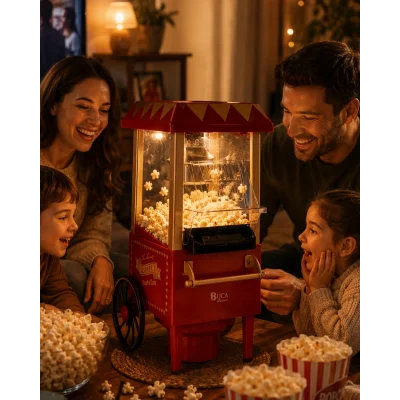 BUĞZ Sıcak Hava Popcorn Makinesi Yağsız Mısır Patlatıcı Nostaljik Tasarım