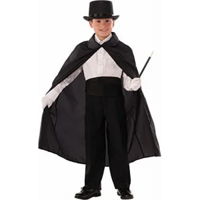 BUĞZ Sihirbaz Pelerini 90 cm ve Sihirbaz Şapkası Siyah Renk Çocuk Boy