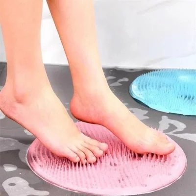  Silikon Fırçalı Banyo Masaj Matı ve  Ayaklar için Topuk Masaj Paspası -1 Adet Stokta Olan Renk Gönderilir