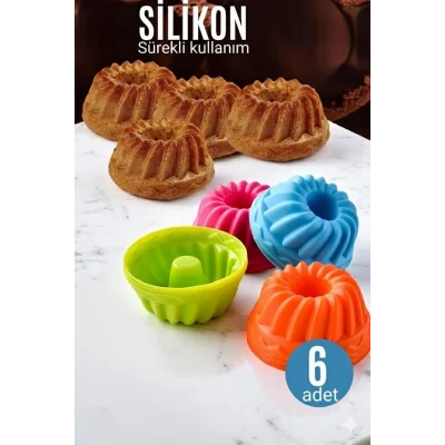 BUĞZ Silikon Göbekli Muffin CupCake Kalıbı - Sürekli Kullanım Muffin Kek Kalıbı 6 ADET