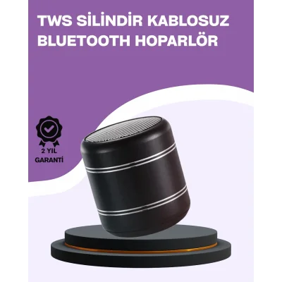 BUĞZ Silindir Tasarım Mini Bluetooth Hoparlör 10m Çekim Güçlü Bas ve Mikrofonlu