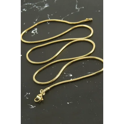 BUĞZ Silindir Zincir Çelik Kolye 55 cm