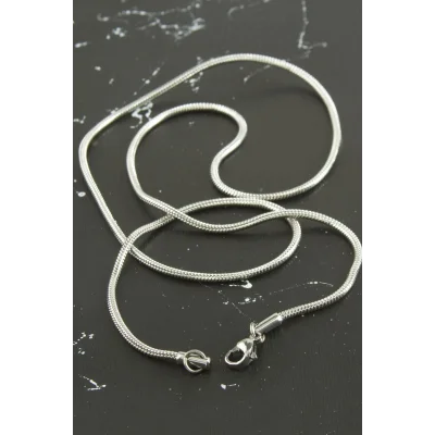 BUĞZ Silindir Zincir Çelik Kolye 55 cm