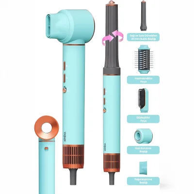 BUĞZ Sinbo Air Brush Saç Şekillendirme Cihazı - 5 Başlıklı - Mavi Renk