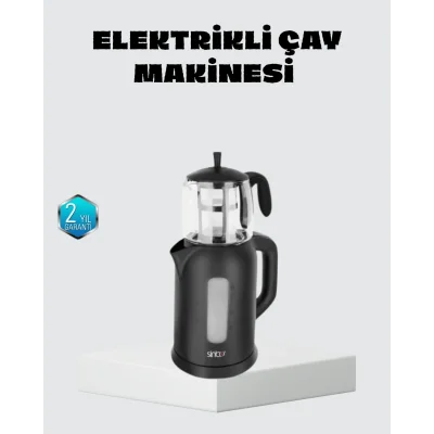 BUĞZ Sinbo Elektrikli Çay Makinesi 1.7 L Su Isıtıcı ve Cam Demlikli Güvenli Kullanım