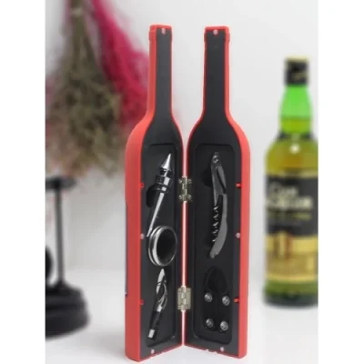  Şişe Tirbuşon Seti Büyük Boy Kırmızı