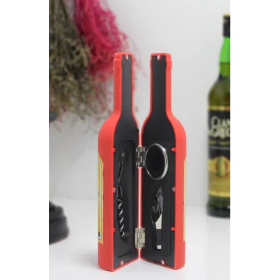 BUĞZ Şişe Tirbuşon Seti Küçük Boy Kırmızı