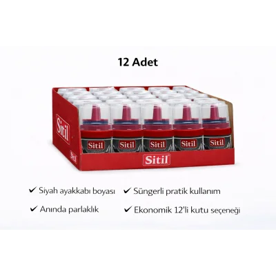 BUĞZ Sitil Classic Ayakkabı Boyası Siyah Parlatıcı Süngerli 12 Adet