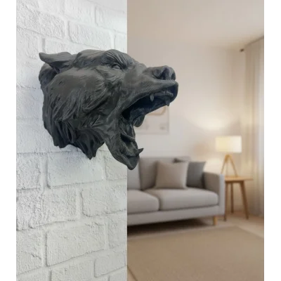 BUĞZ Siyah Ayı Figürü Duvar Dekoru Asılabilir Hediyelik Heykel 25x19 cm (Kopya)