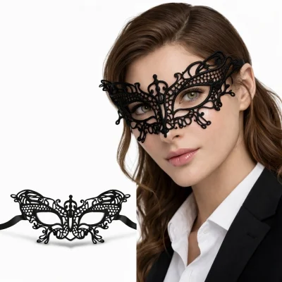 BUĞZ Siyah Dantel Venedik Maskesi Kadın – Zarif Parti  Balo Maskesi 2 No
