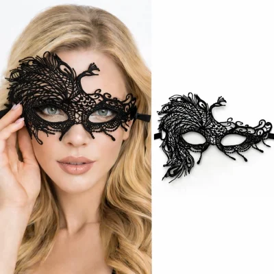 BUĞZ Siyah Dantel Venedik Maskesi Kadın – Zarif Parti  Balo Maskesi 9 No