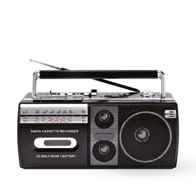 BUĞZ Siyah Kaset Çalar - Bluetooth USB TF AUX FM Özellikli