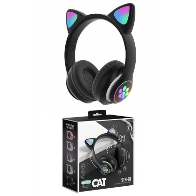 BUĞZ Siyah Kedi Kulağı Tasarımlı Bluetooth Kulaklık - Çocuklar İçin Eğlenceli ve Dayanıklı