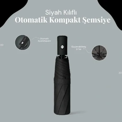 BUĞZ Siyah Kılıflı Otomatik Kompakt Şemsiye