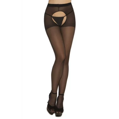 BUĞZ Siyah Özel Bölgesi Açık Fantazi Külotlu Çorap TM1078