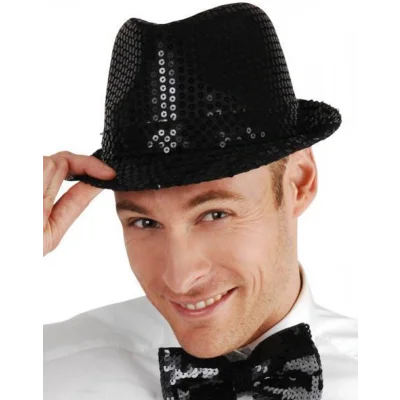 BUĞZ Siyah Payetli Fötr Şapka Yetişkin Boy