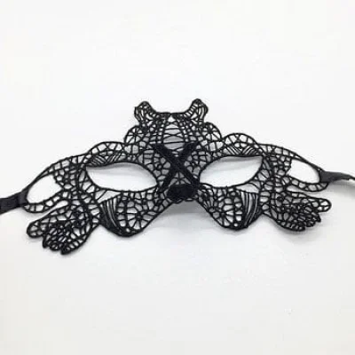 BUĞZ Siyah Renk Dantel Kesim Dantel İşlemeli Balo Parti Maskesi 11 No