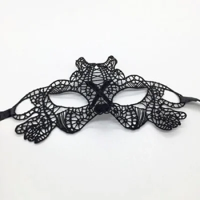 BUĞZ Siyah Renk Dantel Kesim Dantel İşlemeli Balo Parti Maskesi 11 No
