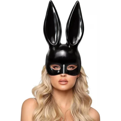 BUĞZ Siyah Renk Ekstra Lüks Uzun Kulaklı Tavşan Maskesi 35x16 Cm