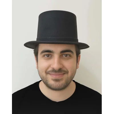  Siyah Renk Plastik Nubuk Kadife Kaplama Fötr Şapka 11 cm