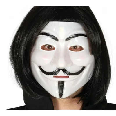 BUĞZ Siyah Renk Takma Kısa Saç ve V For Vendetta Maskesi Anonymous Maskesi