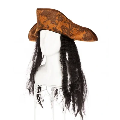 BUĞZ Siyah Saçlı Kaptan Korsan Şapkası