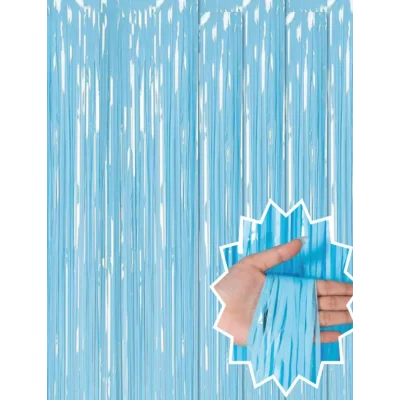 BUĞZ Soft Mavi Püsküllü Kapı Perdesi