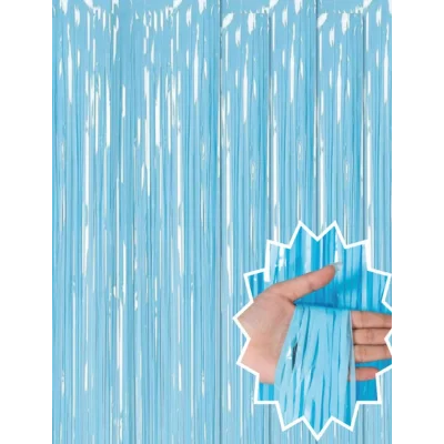 BUĞZ Soft Mavi Püsküllü Kapı Perdesi - Parti, Baby Shower, Sünnet Süsü, Cinsiyet Partisi 1x2 m